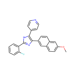 COc1ccc2cc(-c3nc(-c4ccccc4F)[nH]c3-c3ccncc3)ccc2c1 ZINC000028824339