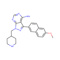 COc1ccc2cc(-c3nn(CC4CCNCC4)c4ncnc(N)c34)ccc2c1 ZINC000084668816