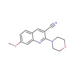 COc1ccc2cc(C#N)c(N3CCOCC3)nc2c1 ZINC000013111403