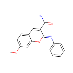 COc1ccc2cc(C(N)=O)/c(=N/c3ccccc3)oc2c1 ZINC000013140122