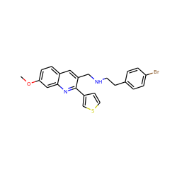 COc1ccc2cc(CNCCc3ccc(Br)cc3)c(-c3ccsc3)nc2c1 ZINC000064548795