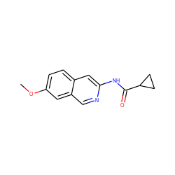 COc1ccc2cc(NC(=O)C3CC3)ncc2c1 ZINC000144374381