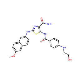 COc1ccc2cc(Nc3nc(C(N)=O)c(NC(=O)c4ccc(NCCO)cc4)s3)ccc2c1 ZINC000473165272