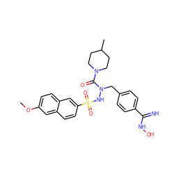 COc1ccc2cc(S(=O)(=O)NN(Cc3ccc(C(=N)NO)cc3)C(=O)N3CCC(C)CC3)ccc2c1 ZINC000029324922