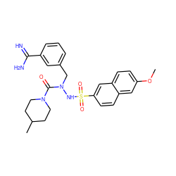 COc1ccc2cc(S(=O)(=O)NN(Cc3cccc(C(=N)N)c3)C(=O)N3CCC(C)CC3)ccc2c1 ZINC000029326547