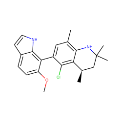 COc1ccc2cc[nH]c2c1-c1cc(C)c2c(c1Cl)[C@H](C)CC(C)(C)N2 ZINC000029043314