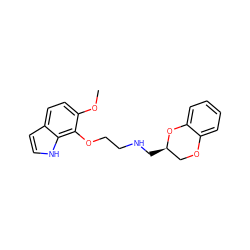 COc1ccc2cc[nH]c2c1OCCNC[C@@H]1COc2ccccc2O1 ZINC000096914128