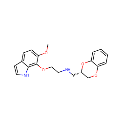 COc1ccc2cc[nH]c2c1OCCNC[C@H]1COc2ccccc2O1 ZINC000096914127