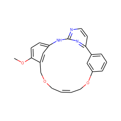 COc1ccc2cc1COCC=CCOc1cccc(c1)-c1ccnc(n1)N2 ZINC000261184046