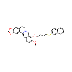 COc1ccc2cc3[n+](cc2c1OCCCCSc1ccc2ccccc2c1)CCc1cc2c(cc1-3)OCO2 ZINC000049802673