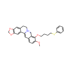 COc1ccc2cc3[n+](cc2c1OCCCCSc1ccccc1)CCc1cc2c(cc1-3)OCO2 ZINC000096283238