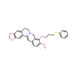 COc1ccc2cc3[n+](cc2c1OCCCSc1ccccc1)CCc1cc2c(cc1-3)OCO2 ZINC000096283239