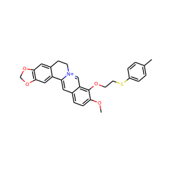 COc1ccc2cc3[n+](cc2c1OCCSc1ccc(C)cc1)CCc1cc2c(cc1-3)OCO2 ZINC000096283233