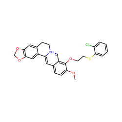 COc1ccc2cc3[n+](cc2c1OCCSc1ccccc1Cl)CCc1cc2c(cc1-3)OCO2 ZINC000096283232