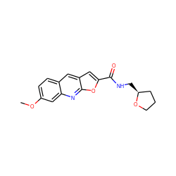 COc1ccc2cc3cc(C(=O)NC[C@H]4CCCO4)oc3nc2c1 ZINC000000429133