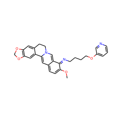 COc1ccc2cc3n(cc-2c1=NCCCCOc1cccnc1)CCc1cc2c(cc1-3)OCO2 ZINC000377840039