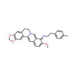 COc1ccc2cc3n(cc-2c1=NCCc1ccc(C)cc1)CCc1cc2c(cc1-3)OCO2 ZINC000377840122