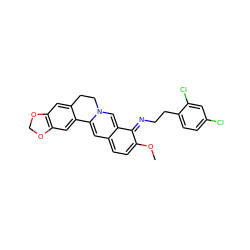 COc1ccc2cc3n(cc-2c1=NCCc1ccc(Cl)cc1Cl)CCc1cc2c(cc1-3)OCO2 ZINC000377841249