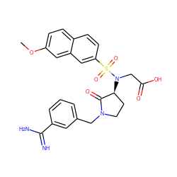 COc1ccc2ccc(S(=O)(=O)N(CC(=O)O)[C@H]3CCN(Cc4cccc(C(=N)N)c4)C3=O)cc2c1 ZINC000013800283