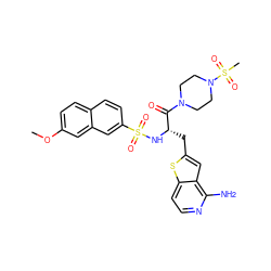 COc1ccc2ccc(S(=O)(=O)N[C@@H](Cc3cc4c(N)nccc4s3)C(=O)N3CCN(S(C)(=O)=O)CC3)cc2c1 ZINC000026716324