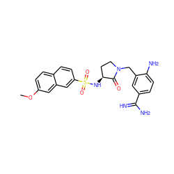 COc1ccc2ccc(S(=O)(=O)N[C@H]3CCN(Cc4cc(C(=N)N)ccc4N)C3=O)cc2c1 ZINC000013800309