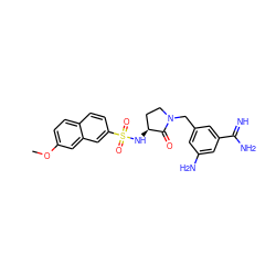 COc1ccc2ccc(S(=O)(=O)N[C@H]3CCN(Cc4cc(N)cc(C(=N)N)c4)C3=O)cc2c1 ZINC000013800316