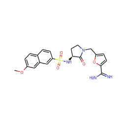 COc1ccc2ccc(S(=O)(=O)N[C@H]3CCN(Cc4ccc(C(=N)N)o4)C3=O)cc2c1 ZINC000012355205