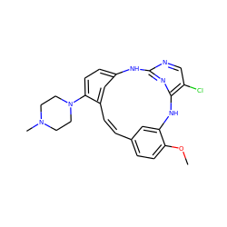 COc1ccc2ccc3cc(ccc3N3CCN(C)CC3)[nH]c3ncc(Cl)c(n3)[nH]c1c2 ZINC000073197583