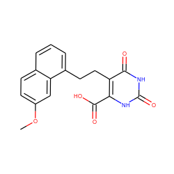 COc1ccc2cccc(CCc3c(C(=O)O)[nH]c(=O)[nH]c3=O)c2c1 ZINC000098209557