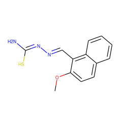 COc1ccc2ccccc2c1/C=N/N=C(/N)S ZINC000000046442