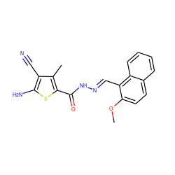 COc1ccc2ccccc2c1/C=N/NC(=O)c1sc(N)c(C#N)c1C ZINC000000843044