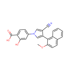 COc1ccc2ccccc2c1-c1cn(-c2ccc(C(=O)O)c(O)c2)cc1C#N ZINC000200845190