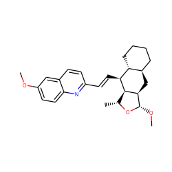 COc1ccc2nc(/C=C/[C@@H]3[C@@H]4[C@@H](C)O[C@@H](OC)[C@@H]4C[C@@H]4CCCC[C@H]43)ccc2c1 ZINC000034802858
