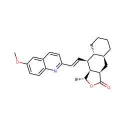 COc1ccc2nc(/C=C/[C@@H]3[C@@H]4[C@@H](C)OC(=O)[C@@H]4C[C@@H]4CCCC[C@H]43)ccc2c1 ZINC000028571367
