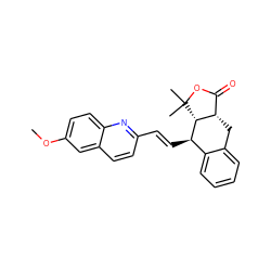 COc1ccc2nc(/C=C/[C@@H]3c4ccccc4C[C@H]4C(=O)OC(C)(C)[C@@H]34)ccc2c1 ZINC000028823267