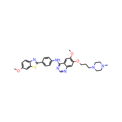 COc1ccc2nc(-c3ccc(Nc4ncnc5cc(OCCCN6CCN(C)CC6)c(OC)cc45)cc3)sc2c1 ZINC000049756419