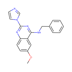 COc1ccc2nc(-n3ccnc3)nc(NCc3ccccc3)c2c1 ZINC000000020382