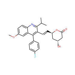 COc1ccc2nc(C(C)C)c(/C=C/[C@@H]3C[C@@H](O)CC(=O)O3)c(-c3ccc(F)cc3)c2c1 ZINC000003797408