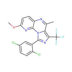 COc1ccc2nc(C)c3c(C(F)(F)F)nc(-c4cc(Cl)ccc4Cl)n3c2n1 ZINC000073169352