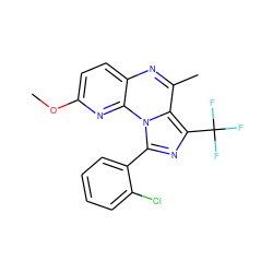 COc1ccc2nc(C)c3c(C(F)(F)F)nc(-c4ccccc4Cl)n3c2n1 ZINC000073169350