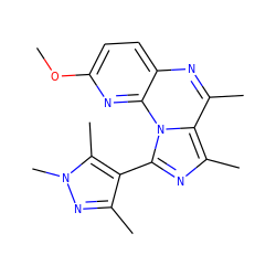 COc1ccc2nc(C)c3c(C)nc(-c4c(C)nn(C)c4C)n3c2n1 ZINC000043205779