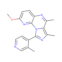 COc1ccc2nc(C)c3c(C)nc(-c4ccncc4C)n3c2n1 ZINC000073165010