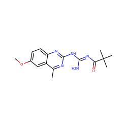 COc1ccc2nc(N/C(N)=N/C(=O)C(C)(C)C)nc(C)c2c1 ZINC000013115779