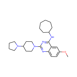 COc1ccc2nc(N3CCC(N4CCCC4)CC3)nc(NC3CCCCCC3)c2c1 ZINC000040860847