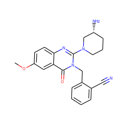 COc1ccc2nc(N3CCC[C@@H](N)C3)n(Cc3ccccc3C#N)c(=O)c2c1 ZINC000014961079