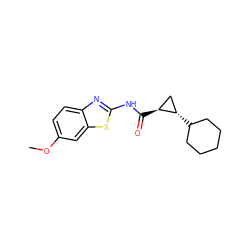 COc1ccc2nc(NC(=O)[C@H]3C[C@@H]3C3CCCCC3)sc2c1 ZINC000103294170