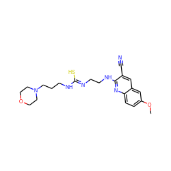 COc1ccc2nc(NCC/N=C(\S)NCCCN3CCOCC3)c(C#N)cc2c1 ZINC000013555999