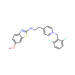 COc1ccc2nc(NCCc3cc[n+](Cc4c(F)cccc4F)cc3)sc2c1 ZINC001772652928