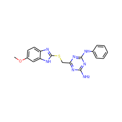 COc1ccc2nc(SCc3nc(N)nc(Nc4ccccc4)n3)[nH]c2c1 ZINC000005270513