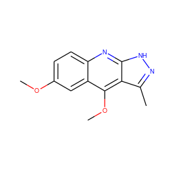 COc1ccc2nc3[nH]nc(C)c3c(OC)c2c1 ZINC000045386833